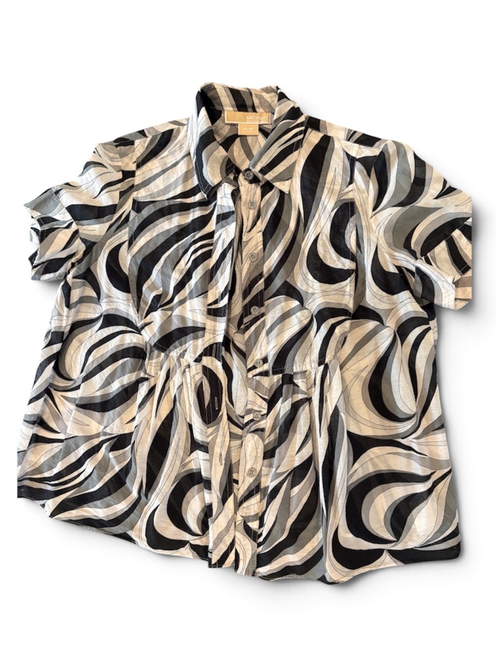 MICHAEL Michael Kors Black & White Swirl Button-Front Blouse